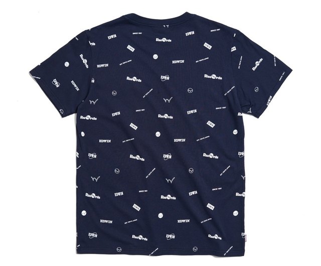 EDWIN Y2K 総柄プリント半袖Tシャツ メンズ風(グリーン