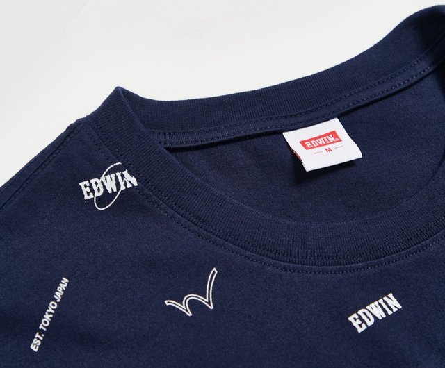 EDWIN Y2K 総柄プリント半袖Tシャツ メンズ風(グリーン