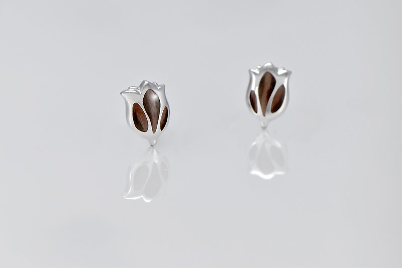 Tulip Earrings-Walnut - Earrings & Clip-ons - Other Metals Brown