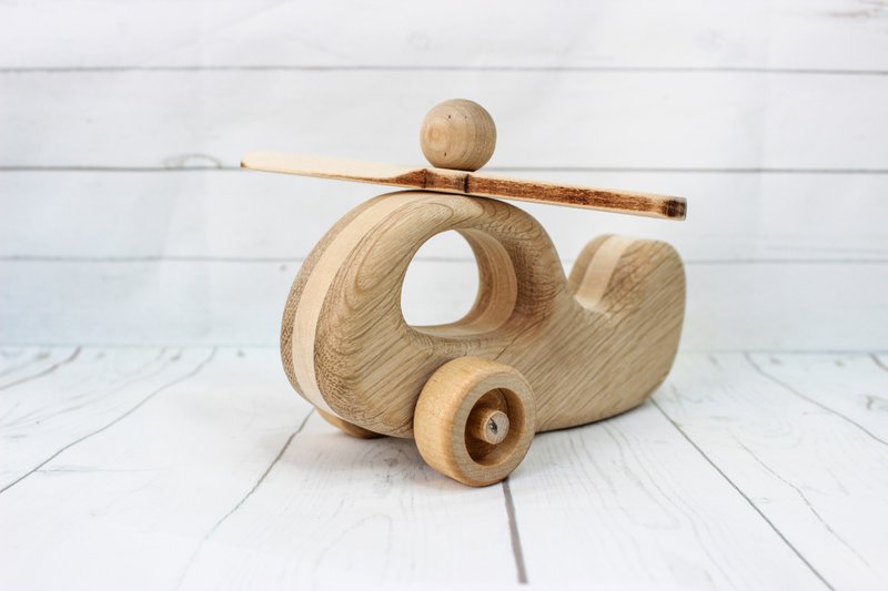 wood helicopter toy - wooden toy for 1 2 3 4 year old, montessori baby boy toys - 寶寶/兒童玩具/玩偶 - 木頭 咖啡色