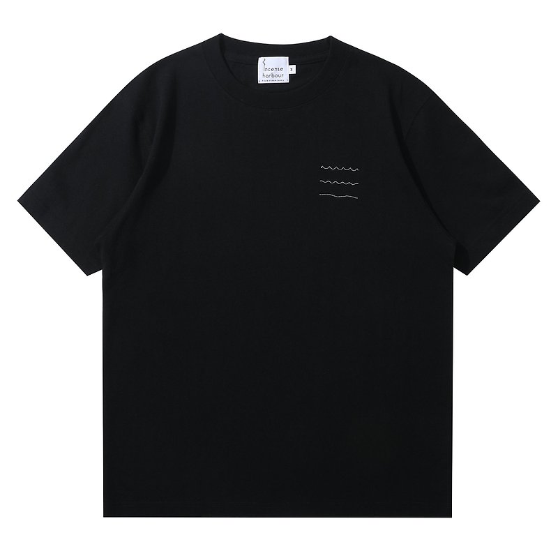 Incense Harbour 美國純棉 海浪圖案 無縫黑T-shirt T恤 - 帽T/大學T - 棉．麻 白色