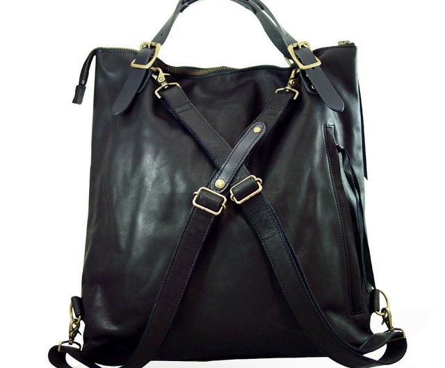 Japanese fashion handmade horse leather back three-purpose
