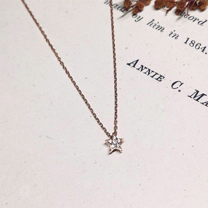 【Jewelry Ya 茱麗葉】- 閃耀之星 - 14K  玫瑰金  小鑽項鍊 - 項鍊 - 玫瑰金 