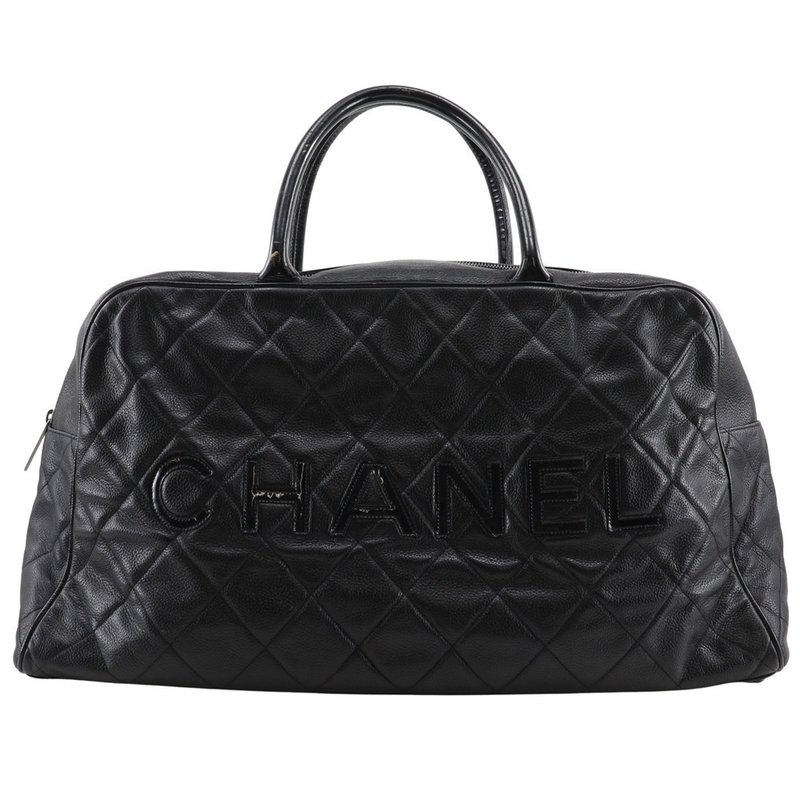 【日本直送】シャネル CHANEL マトラッセ ボストンバッグ ロゴ キャビアスキン×エナメル 黒 レディース【中古】 - 手提包/手提袋 - 真皮 黑色