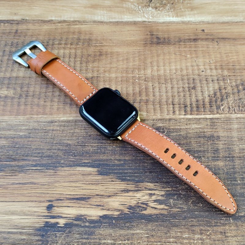 皮革錶帶 | 手工皮件 | 客製化禮物 |植鞣革-apple watch皮革錶帶 - 錶帶 - 真皮 咖啡色