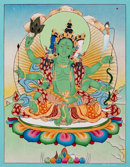 チベット　タンカペイント チベット タンカペイント 希少なアンティークチベット仏教タンカ