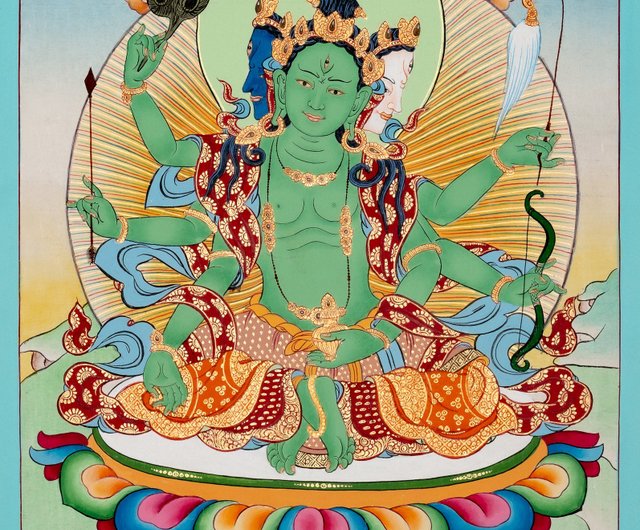 絵画　絵　ペルー　チチカカ湖　アート　paint チュンディータンカ絵画 保護と強さのための手作りチベット