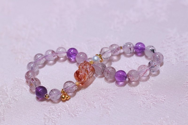 能量超七手鏈 黑金超貔貅招財開運旺事業助學業 天然水晶手鏈禮物 - 手鍊/手環 - 水晶 