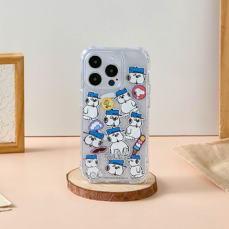 SNOOPY Snoopy Olaf stickers anti-yellow and anti-fall MagSafe iPhone case - Phone Cases - Plastic Transparent