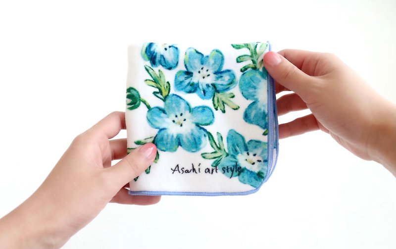 Carrying around art, towel handkerchief, nemophila gift wrapping - Handkerchiefs & Pocket Squares - Cotton & Hemp Blue