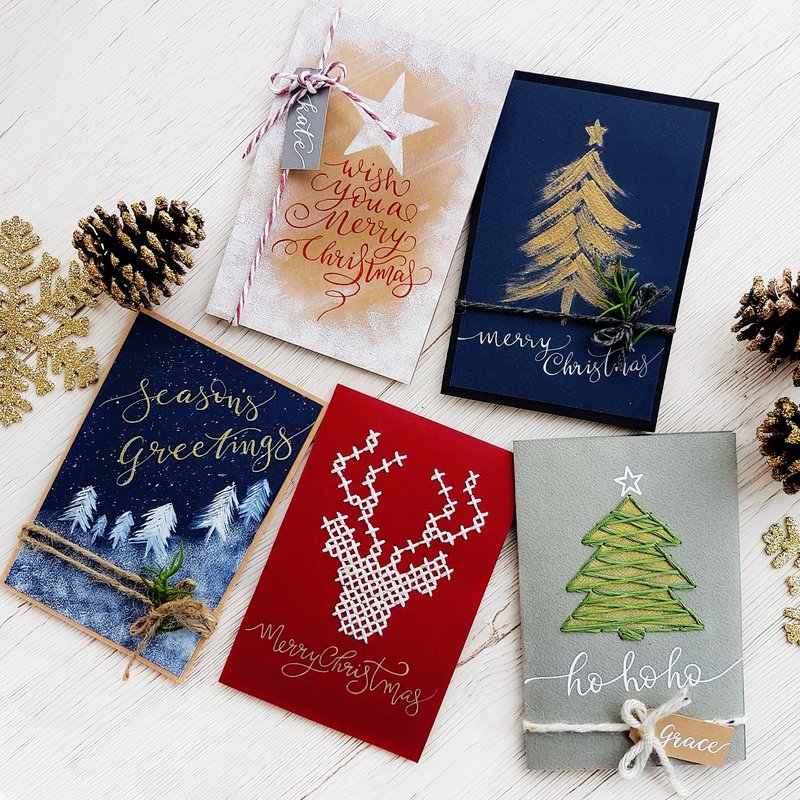 Hand made Christmas Card SET（5pcs） - 卡片/明信片 - 紙 多色