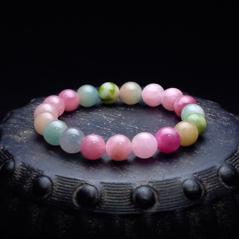 やわらかマカロン色のトルマリンブレスレット 10+mm QBR-00135 - ブレスレット - クリスタル 