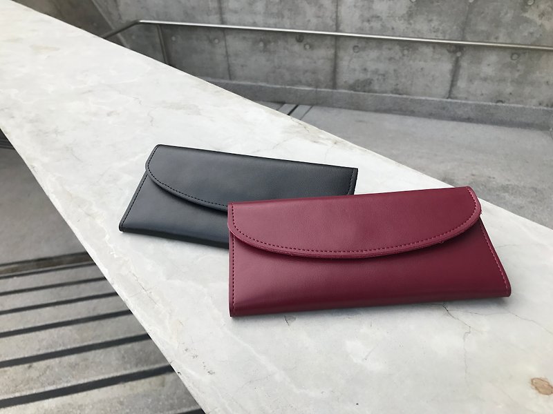 Genuine Leather Long Wallet - กระเป๋าสตางค์ - หนังแท้ สีแดง