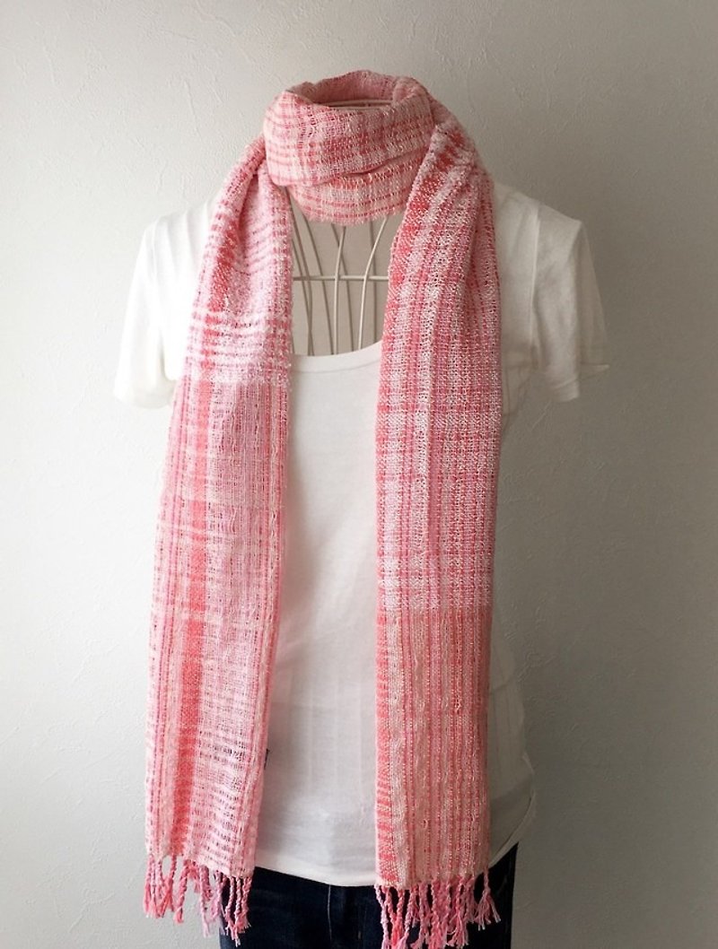【綿】手織りストール Pink Gocha - 圍巾/披肩 - 棉．麻 粉紅色