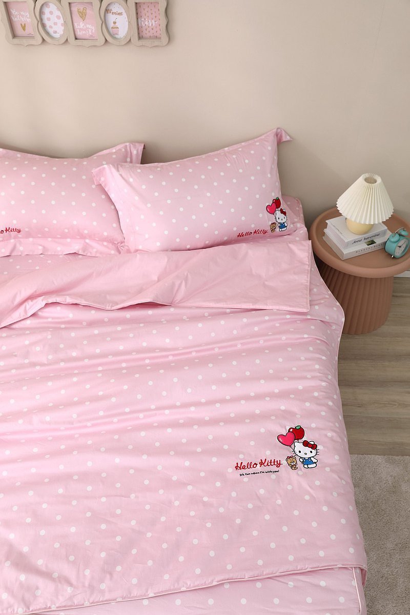 Hello Kitty-床包+枕套組-開心在一起-正版授權-台灣製造 - 寢具/床包 - 棉．麻 