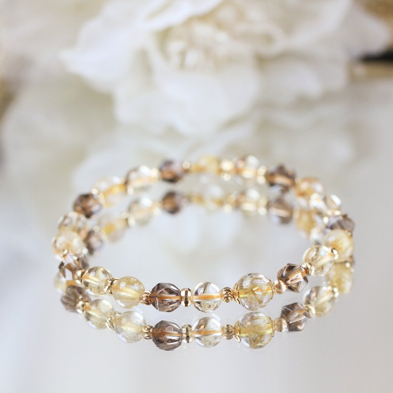 Blonde Titanium Citrine Citrine. Toledo morning light. Lucky Career Health Crystal Bracelet - สร้อยข้อมือ - คริสตัล สีทอง