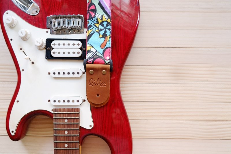 Snack Guitar Strap - กีตาร์เครื่องดนตรี - หนังแท้ สีแดง