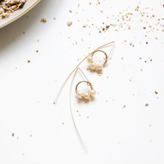 シンプルなパールパールロングピアス/現代パール14KGFロングダングルイヤリング