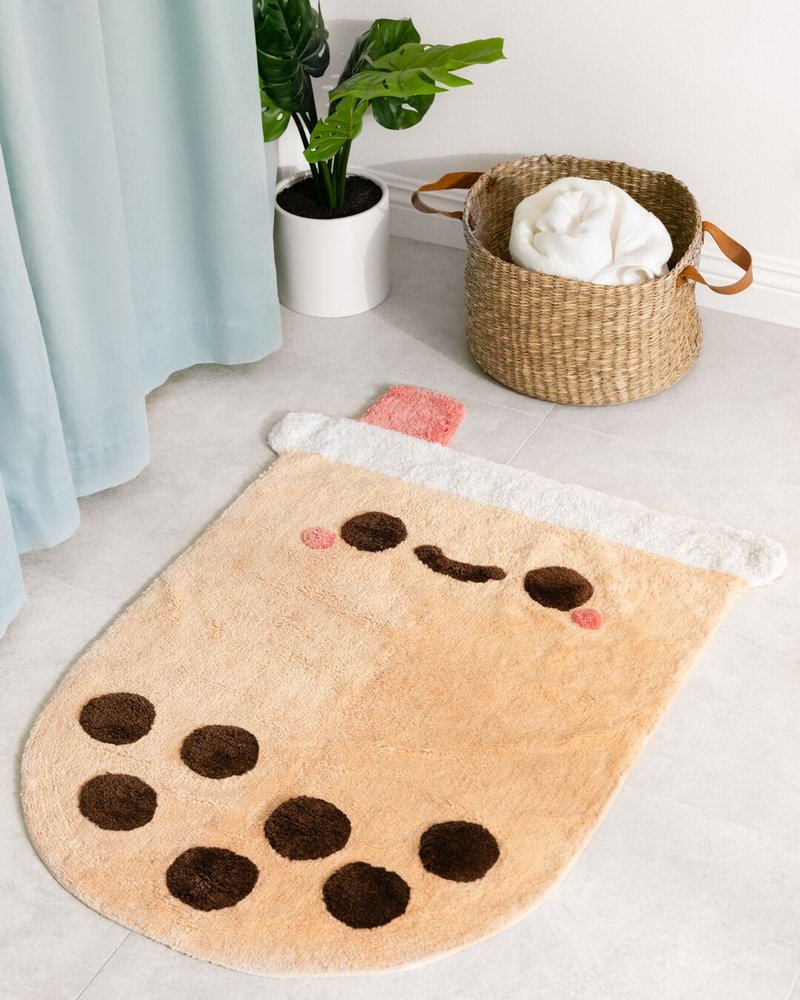 Pearl Boba Milk Tea Bathmat - พรมปูพื้น - เส้นใยสังเคราะห์ สีกากี