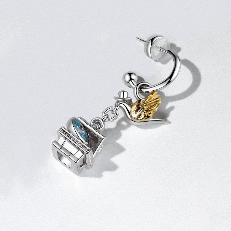 Both earrings and pendants. Treasure girl niche artistic blue Stone earrings. - ต่างหู - โลหะ สีเงิน