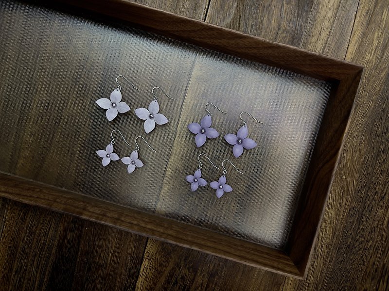 Leather Lilacs Earrings - ต่างหู - หนังแท้ สีม่วง