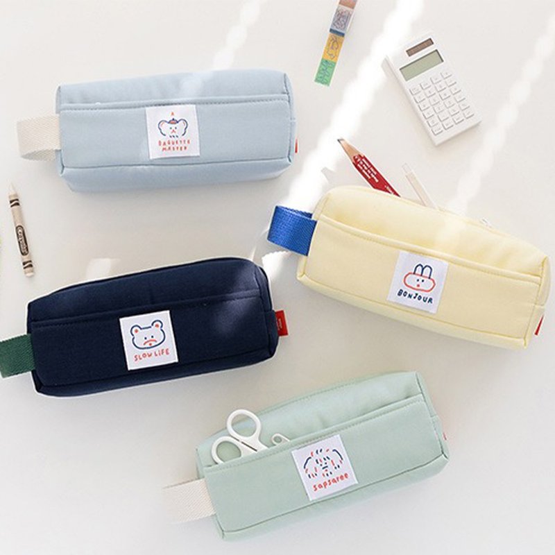 Romane Brunch Brother Macaron Cotton Pencil Case - กล่องดินสอ/ถุงดินสอ - ผ้าฝ้าย/ผ้าลินิน 