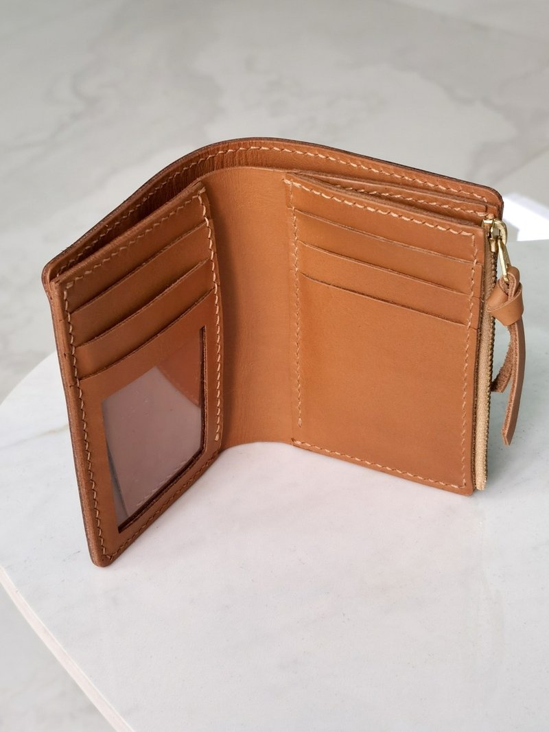 Wallet material kit/finished product [customized gift] hand-sewn 5 card slots zipper bag vertical style - Leather Goods - Genuine Leather 