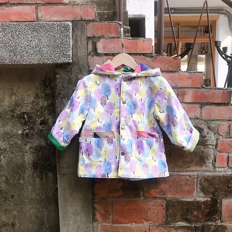 Kids Wide Jacket-Forest Purple Spot - Coats - Cotton & Hemp Multicolor