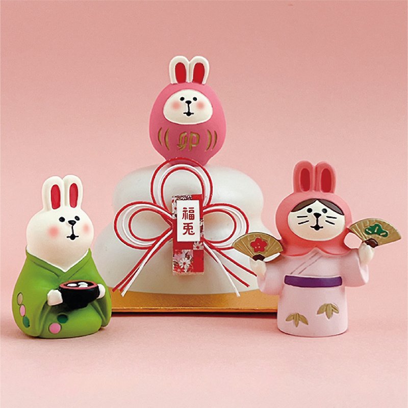 Japanese Decole Concombre - Little Lucky Rabbit Celebrates New Year - Items for Display - Resin Multicolor
