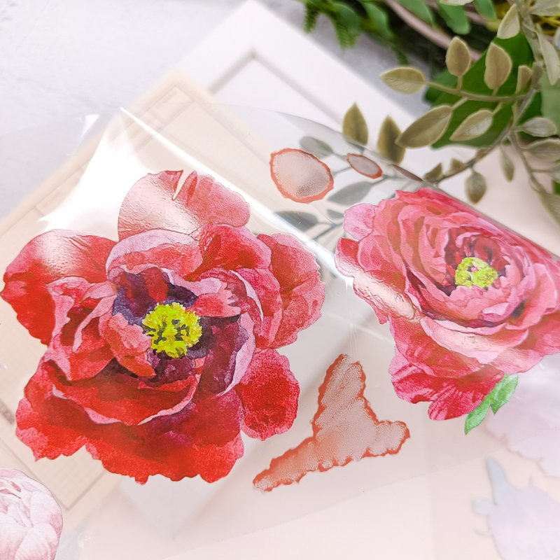 Peony / Masking Tape - Washi Tape - Plastic Multicolor