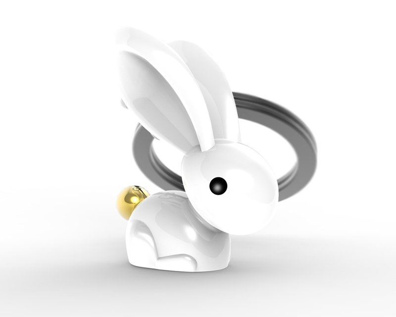 【Metalmorphose】MTM White Rabbit Keychain Animal Charm/Rabbit/Gift - Keychains - Other Metals White