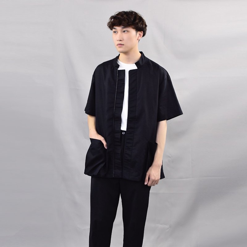 TRAN - Three-dimensional pocket shirt - Men's Shirts - Cotton & Hemp Black