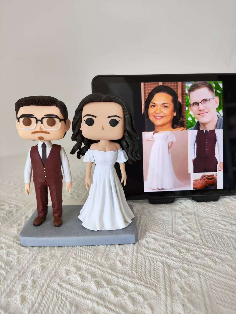 客製化3D人像公仔 訂製手工Funko Pop情侶父母夫妻結婚週年禮物 - 公仔/玩偶 - 黏土 多色