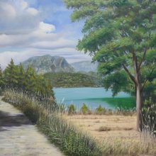 絵画　油絵　原画　木のある風景　風景画　Ｆ8サイズ　Ｓ.I 絵画 油絵 原画 木のある風景 風景画 F8サイズ S.I