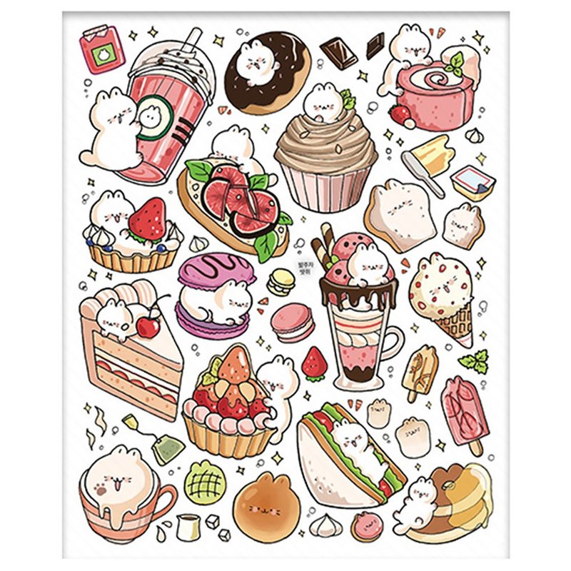 Cafe dessert cute animal PET sticker (ddatchi) - 貼紙 - 紙 多色