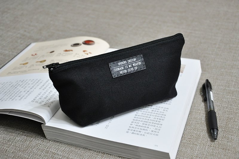 ENDURE word mark / black canvas pencil case - Pencil Cases - Cotton & Hemp Black