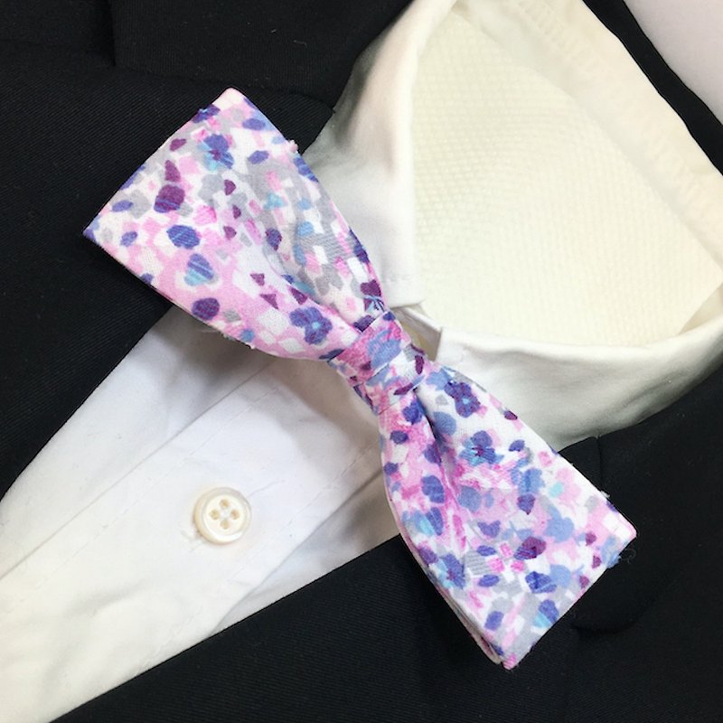 flower camouflage bowtie butterfly Square - 領結/領巾 - 棉．麻 紫色