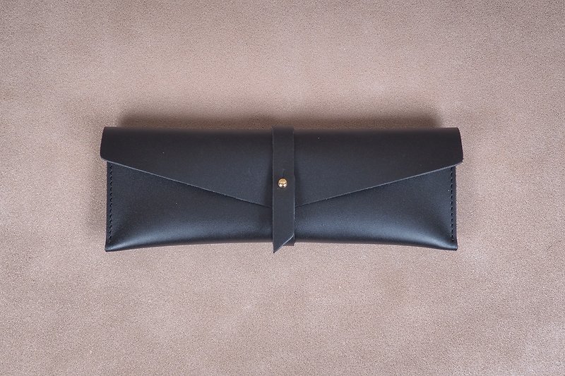 Handmade high grade Leather pencil case (Black) - Pencil Cases - Genuine Leather Black