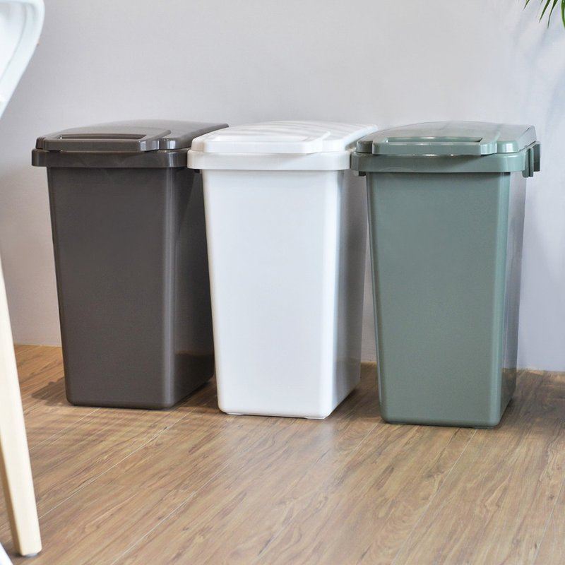 Japan RISU SABIRO Japan-made flip-top linked sorting trash can-47L-3 colors optional - ถังขยะ - พลาสติก หลากหลายสี