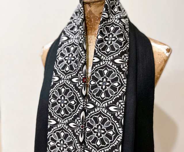 Black and white Moroccan print Spring Summer Scarf - Scarves