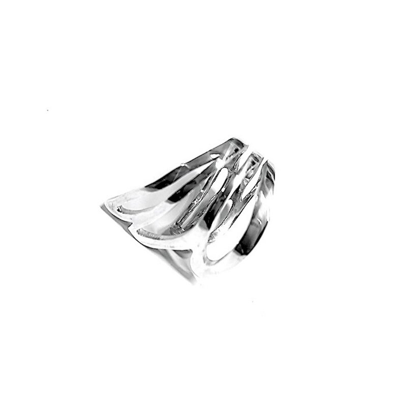 Sterling silver angel wing Ring adjustable - 戒指 - 純銀 銀色