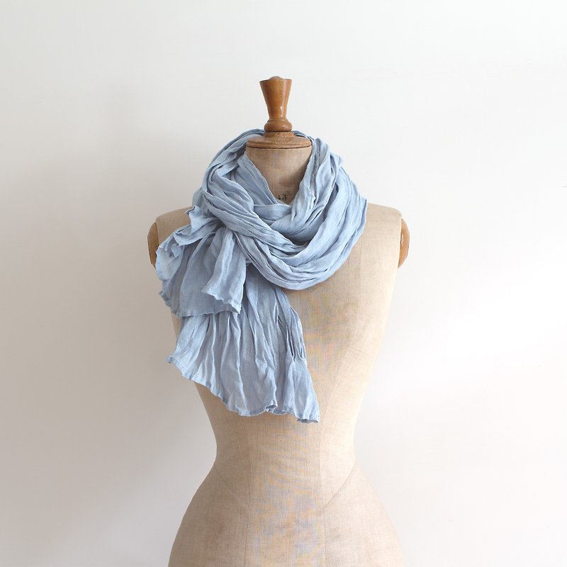 Soft & Washed Linen Scarf - Knit Scarves & Wraps - Cotton & Hemp Blue