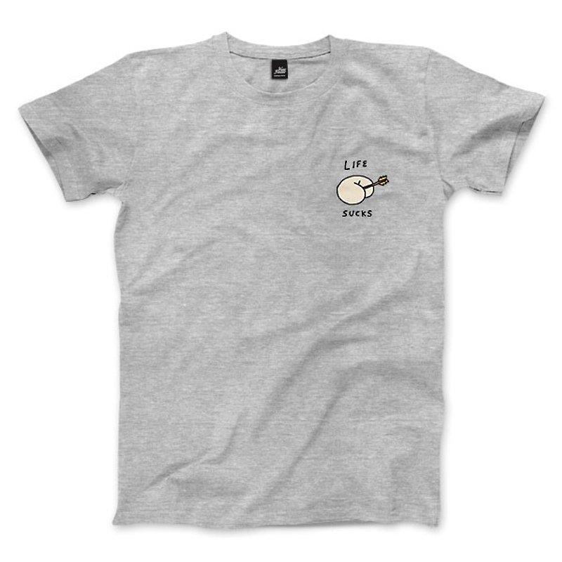 Sucked - dark gray Linen- Neutral T-Shirt - เสื้อยืดผู้ชาย - ผ้าฝ้าย/ผ้าลินิน 