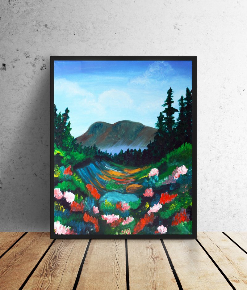花厚塗畫山谷 - 壁貼/牆壁裝飾 - 棉．麻 多色