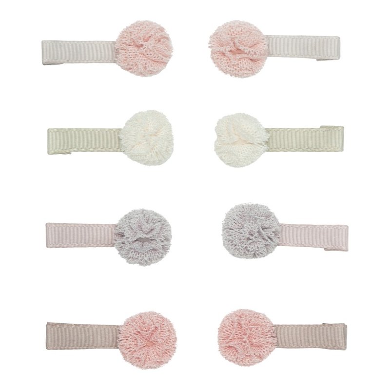 British Mimi & Lula_AW24_Swan Lake-Mini Peng Peng Ball Hair Clips 8 pieces - เครื่องประดับ - เส้นใยสังเคราะห์ 