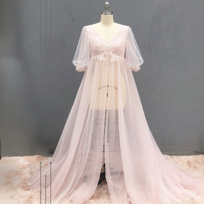豆沙色前面開叉孕婦禮服 - 禮服/小禮服 - 其他材質 粉紅色