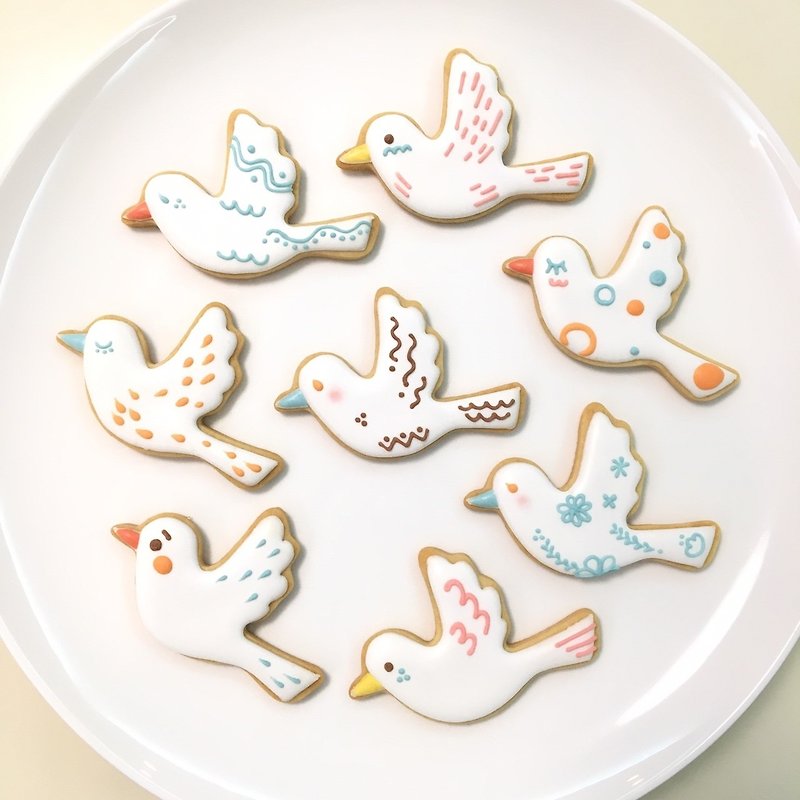 幸福鴿兒8片組(基本款/收涎款) - 手工餅乾 - 新鮮食材 白色