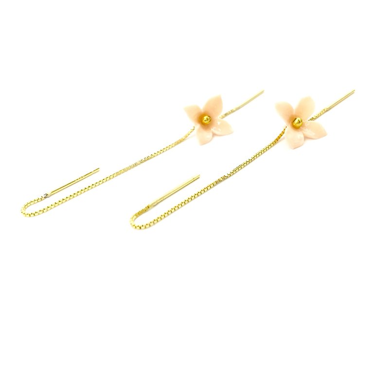 Pamycarie spring and summer resin clay powder small flower 925 Silver gold-plated earrings - ต่างหู - กระดาษ สึชมพู