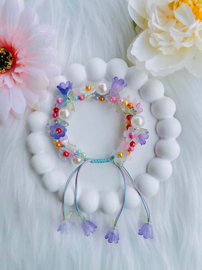 Flower lover Bracelet, Waxed Cord, Adjustable Size | Handmade Bracelet, Pastel Style - 手鍊/手環 - 貴金屬 