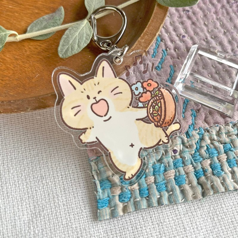 アクリルキーホルダー スタンド付 ー お出かけねこ - 鑰匙圈/鑰匙包 - 塑膠 多色